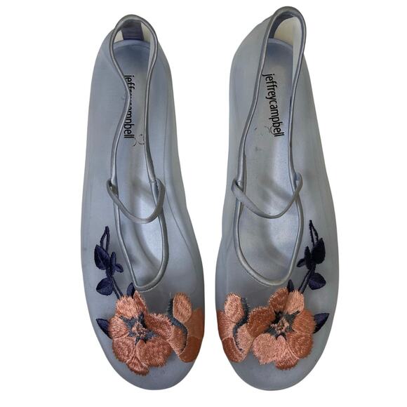 Jeffrey Campbell Swan Flower Embroidered Ballet Flats Ballerina Coquette Sz 9 - Picture 2 of 9